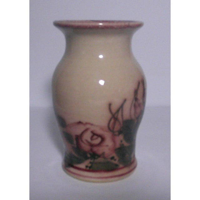 Vintage Greg Olson Studio Pottery Floral Vase Art Nouveau Country Chic Signed For Sale In Dallas - Image 6 of 8