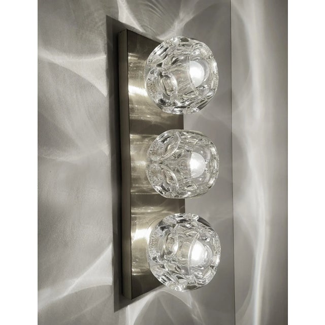 Pair of very large Sconces by Peil Putzler with glass shades mounted on a chrome base , high end quality (+5,5 kg / 12.1...