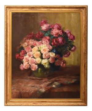 Julien Stappers, Still Life of Roses, 1920s, Oil on Canvas