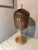 Large Satin Brass & Ribbed Milky Glass Floor Lamp For Sale - Image 4 of 8