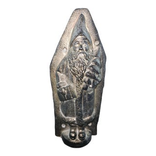 Primitive Faux Tin Metal Style Christmas Santa Belsnickle Chocolate Mold Figurine For Sale