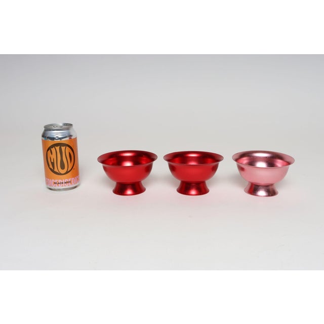 Metal Set of Three Mid-Century Modern Red and Pink Anodized Aluminum Sherbets / Bowls For Sale - Image 7 of 13