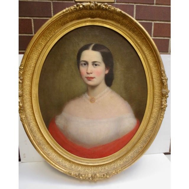Mid-19th Century Ladies Portrait in Period Frame For Sale - Image 10 of 12