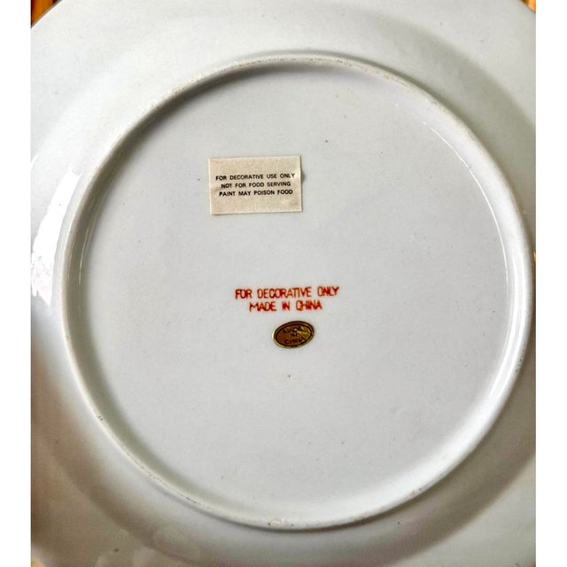 Vintage Pink and Green Floral Chinoiserie Plate Collection - Set of 3 For Sale - Image 9 of 11