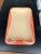 Red Wing Pottery. Orange Rectangle pinched ceramic bowl with ivory center . This bowl can be used as a Planter, Bonsai...