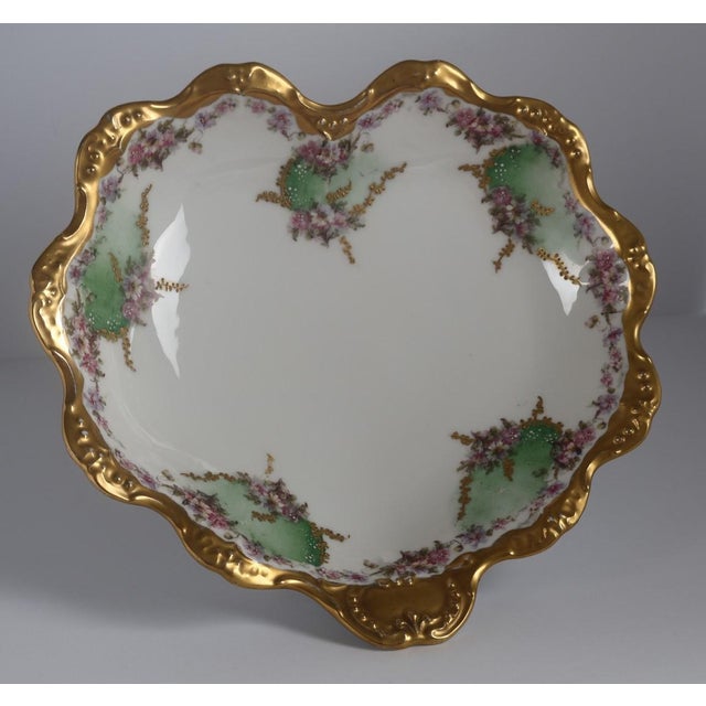 Beautiful antique Limoges porcelain bowl by Bawo & Dotter (B&H), featuring delicate hand-painted florals set against soft...