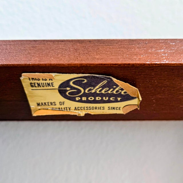 Brown Vintage Scheibe Folding Wooden Luggage Rack With Floral Tapestry Straps For Sale - Image 8 of 8