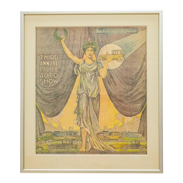 Art Deco Exhibition Poster | Pacific Auto Show 1919 San Francisco Examiner For Sale