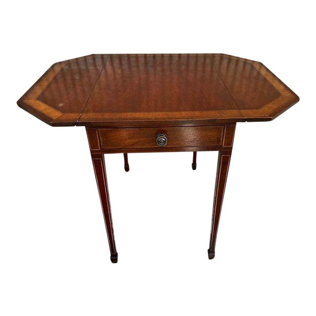 George III Style Inlaid Mahogany Pembroke Table For Sale
