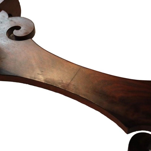 Wood Antique Quervelle School Classical Flame Mahogany Marble Top Trestle Table C1840 For Sale - Image 7 of 17