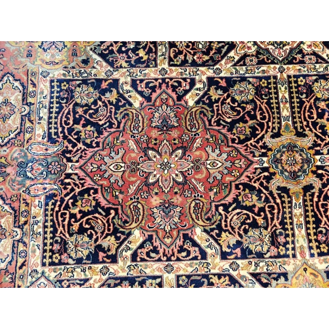 Vintage Kerman Style Room Size Rug, Handwoven Geometric Pattern, Navy & Burgundy, 8’ X 10’ For Sale - Image 9 of 12