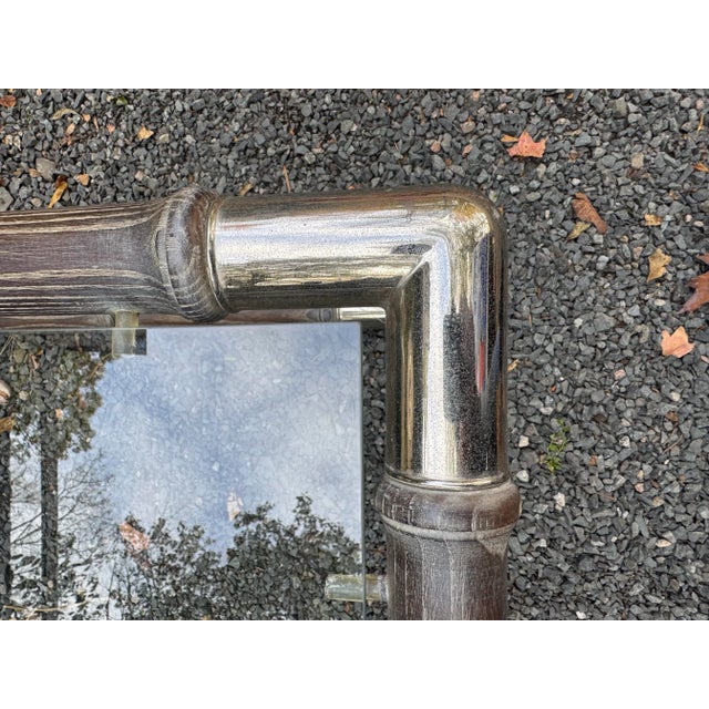 Transitional Coffee Table in Cerused Wood and Chrome For Sale - Image 4 of 6