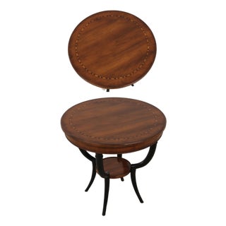 Baker Italian Style Inlaid Round Lamp Table For Sale