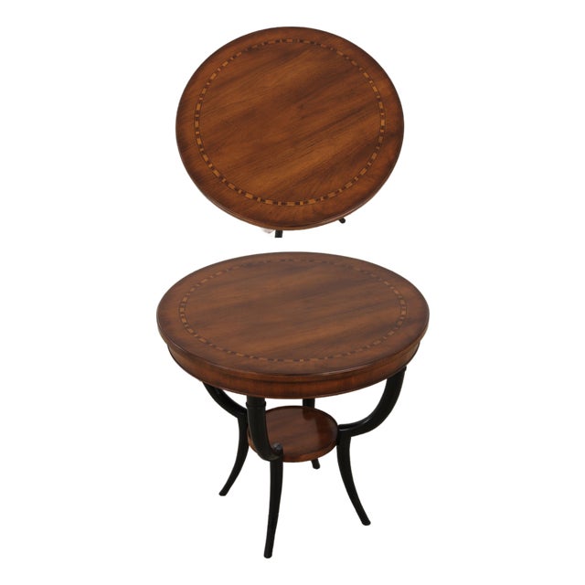 Baker Italian Style Inlaid Round Lamp Table For Sale