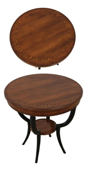 Baker Italian Style Inlaid Round Lamp Table