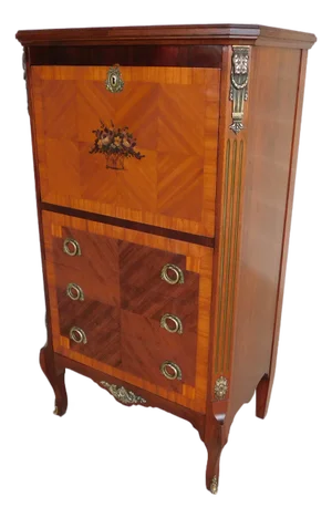 Antique French Louis XV Marquetry Secretary Desk