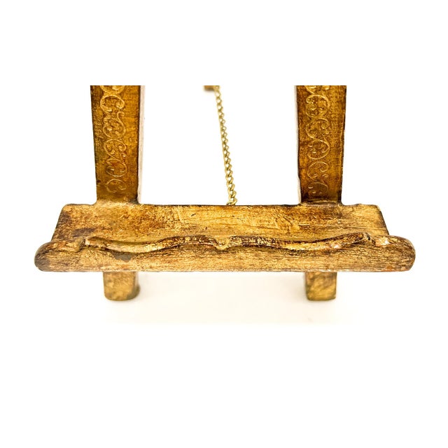 Gold Vintage Italian Florentine Italian Gold Giltwood Shell Motif Easel, Hand-Carved Gold Leaf Display Stand - Hollywood Regency For Sale - Image 8 of 15