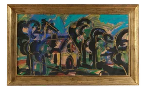 Markus Tollmann, Kirche im Wald, 1990s, Acrylic Painting, Framed