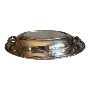 1960s Oneida Queen Bess Silverplate Covered Vegetable Dish Tudor Plate
