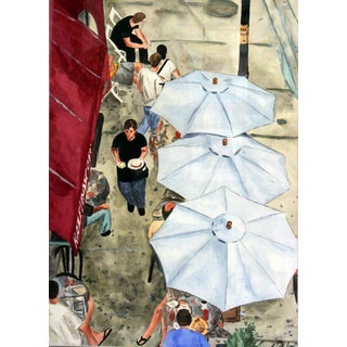 Giclee Print Looking Down On A Chicago Cafe For Sale