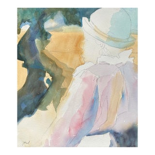 1980s Jacqueline Flood Watercolor For Sale