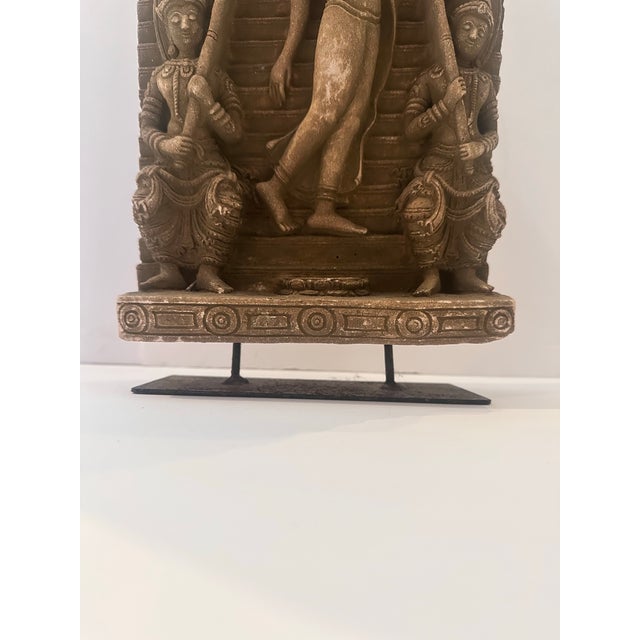 1990s Stone Relief Sculpture of Buddha With Attendants For Sale - Image 5 of 11