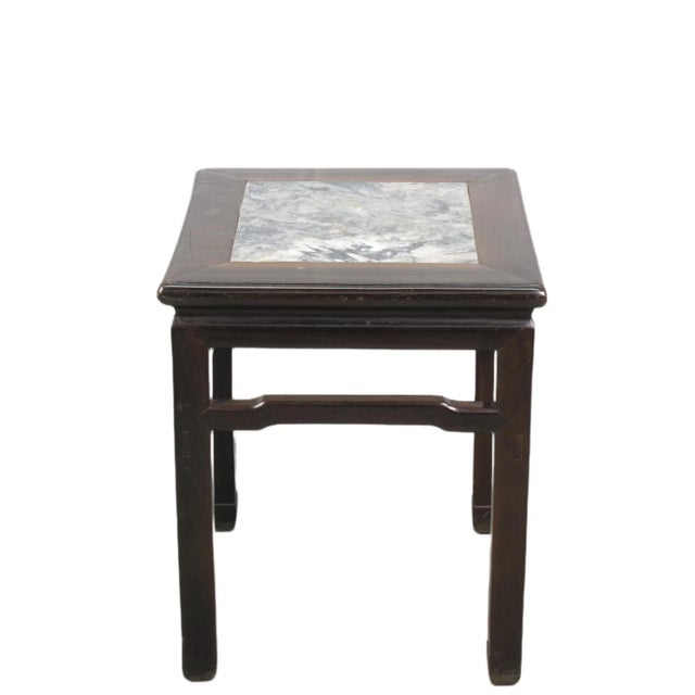 Antique Marble Top Square Dark Brown Accent Table or Stool For Sale In Greensboro - Image 6 of 6