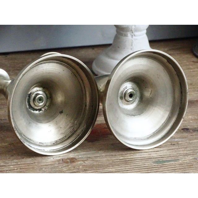 1870s Pair Antique Bmf Candlesticks Nickel Silver For Sale - Image 10 of 12