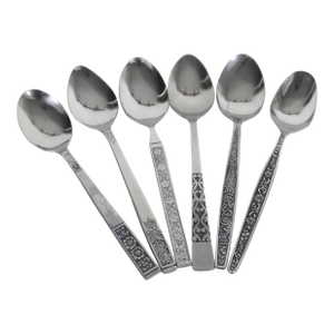 Vintage Mid Century Modern Stainless Steel Tea or Dessert Spoon - Set of 6
