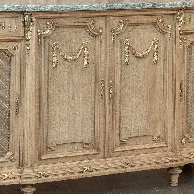 19th Century Louis XVI Stripped Oak and Ormolu Marble Top Buffet For Sale In Dallas - Image 6 of 18