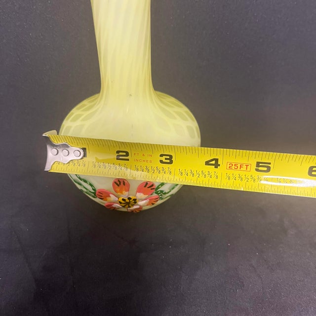 Antique Webb Victorian Satin Art Glass Bud Vase Hand Painted Floral Optic 6¾” For Sale - Image 9 of 9