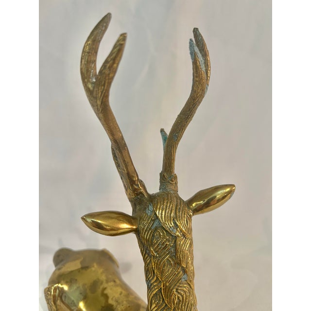 Vintage Cast Brass Reclining Stag For Sale - Image 10 of 12
