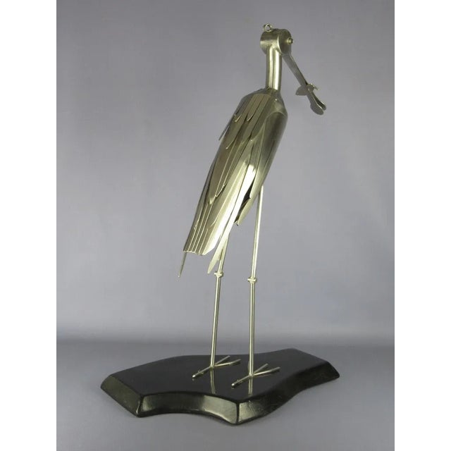 Beautiful large steel sculpture of modern design, depicting Heron, excellent Italian manufacturing, very scenic and rare....