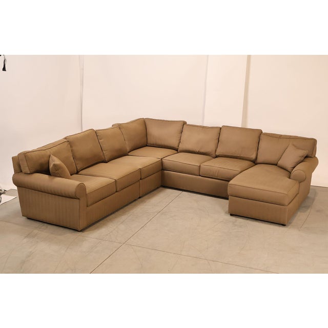 High Quality American Made Upholstered Sectional Sofa By Ethan Allen Featuring A Modular Design With Corner Section, Loose...