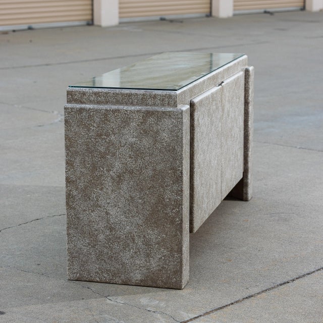 Vintage Postmodern 80s-90s Credenza Cabinet With Glass Top For Sale - Image 11 of 16