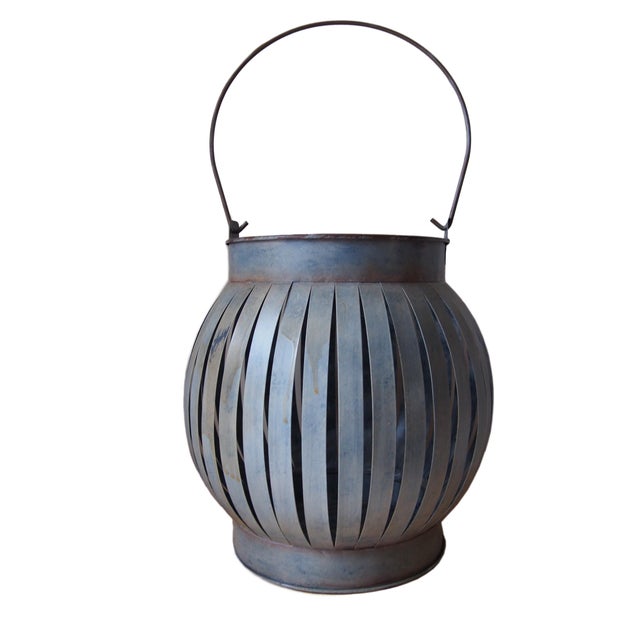 A large Asian galvanized iron lantern . You can decorate your patio or interior. Top opening is 10" diameter, overall size...