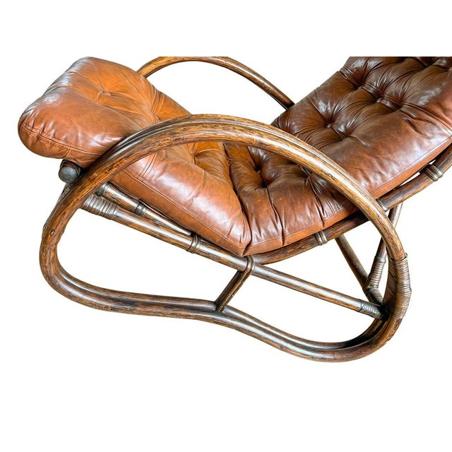 Vintage Bamboo and Leather Chair, 1970s For Sale - Image 13 of 17