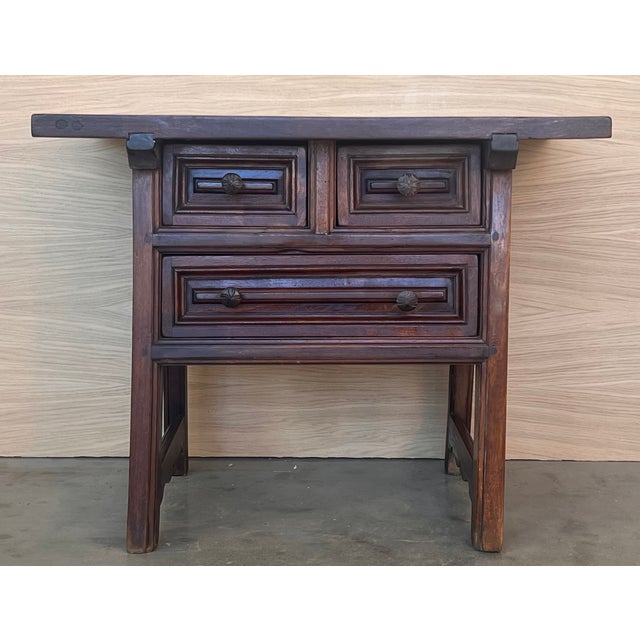 This rustic artisan made side table hails from the Pyrenees on the French-Spanish border. It is constructed from local...