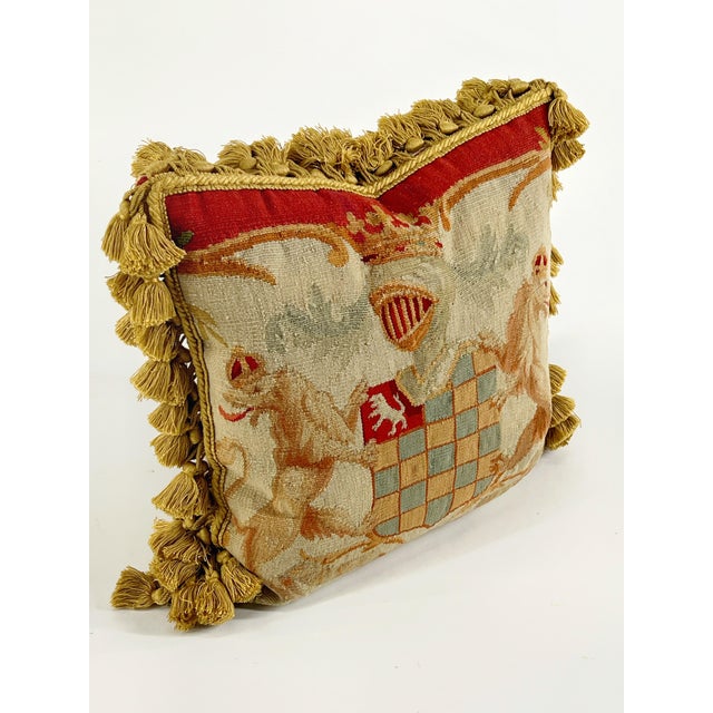 Early 20th Century Early 20th Century Crested Aubusson Pillow For Sale - Image 5 of 9