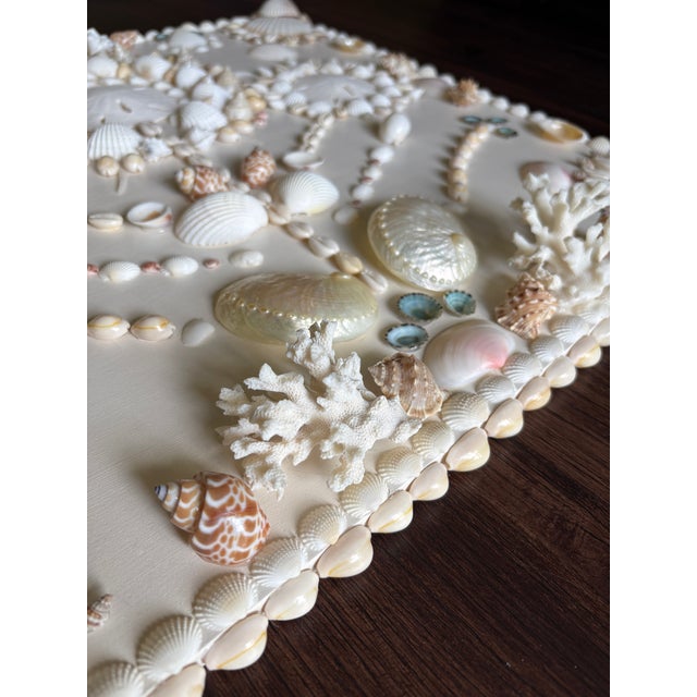 Hollywood Regency Ivory Shell Panel 19x20”, Coastal Luxury Wall Art Panel For Sale - Image 3 of 10