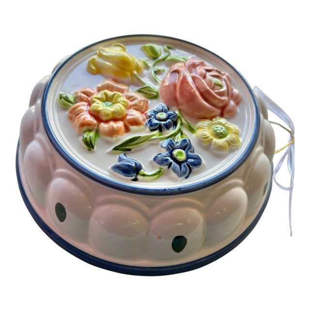 Vintage Ceramic Mold Floral Wall Decor For Sale