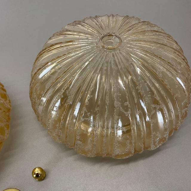 German Textured Amber Glass Wall Lights, 1970s, Set of 2 For Sale - Image 16 of 18