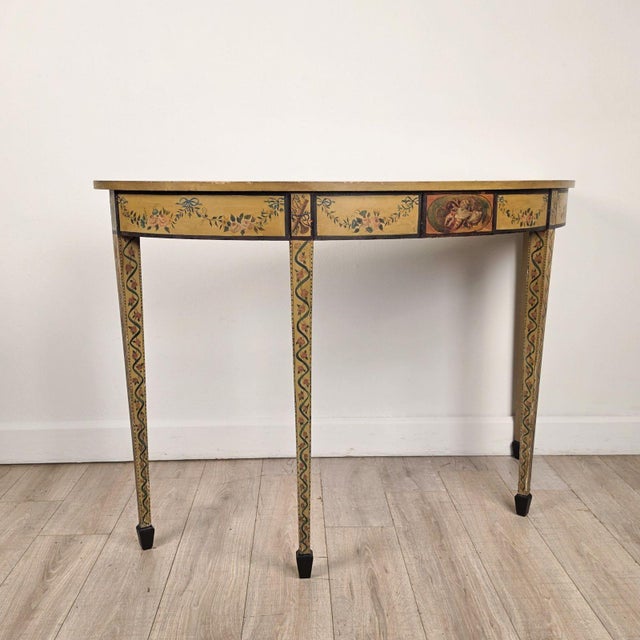 George III Style English Painted Demilune Console, Circa 1920 For Sale In San Francisco - Image 6 of 13