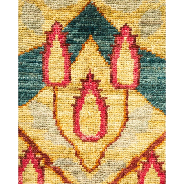 Contemporary Arts & Crafts Hand Knotted Area Rug, Green - 6' 2" x 9' 5" For Sale - Image 3 of 9