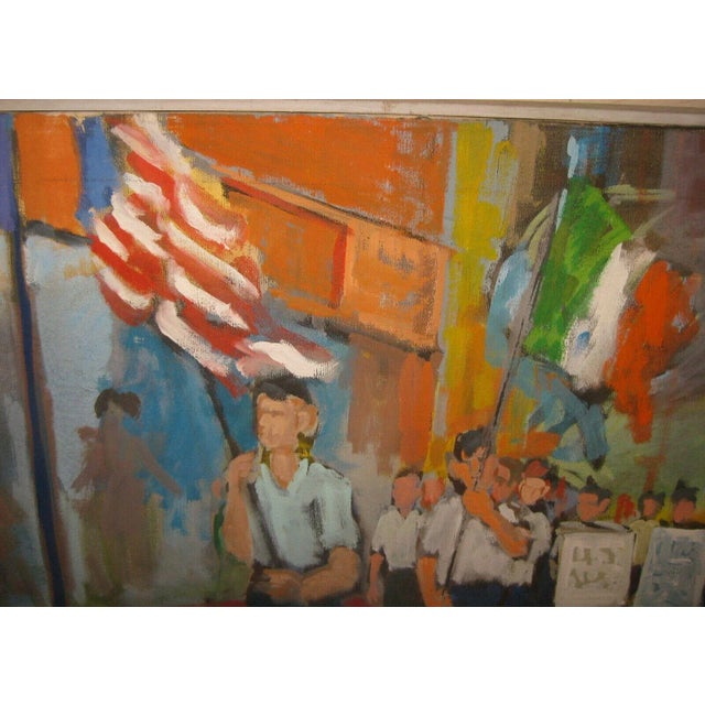 Textile 1971 Picketing American Painting by Volney Crosswell For Sale - Image 7 of 13