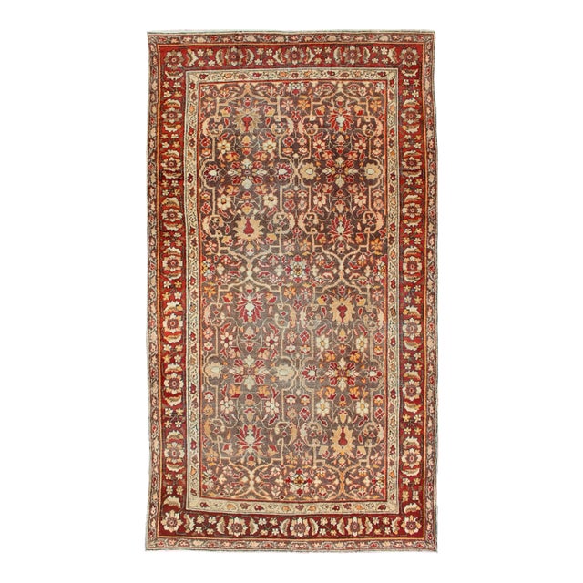 Gray Background Antique Persian Sultanabad With All-Over Floral Design For Sale