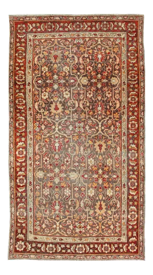 Gray Background Antique Persian Sultanabad With All-Over Floral Design