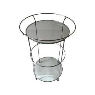Three Tiered Glass Bar Cart For Sale