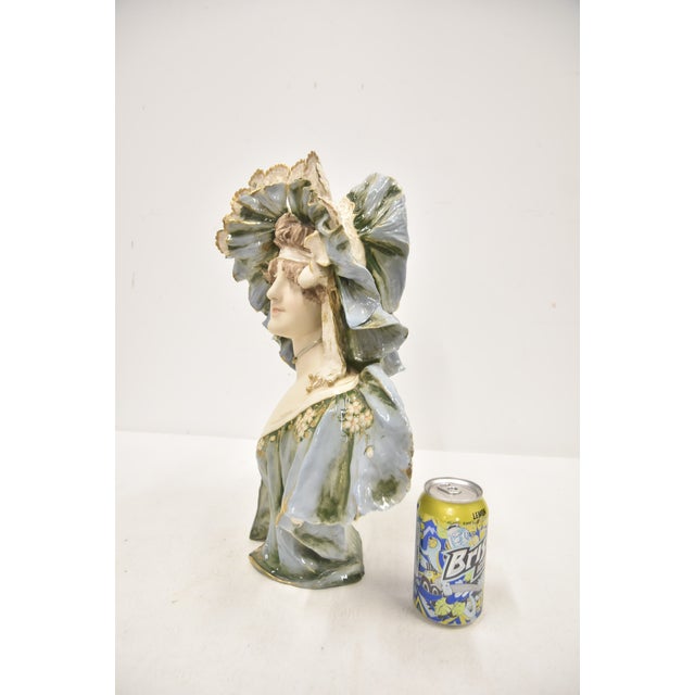 Early 20th Century Glazed Turn Tepltiz Amphora Bust of Woman For Sale - Image 12 of 14