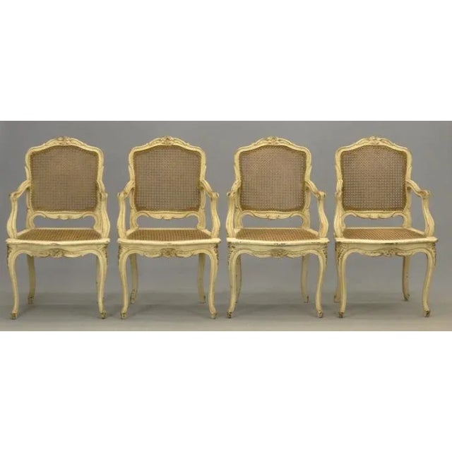 1920s Vintage Louis XV-Style French Caned Arm Chairs - Set of 4 For Sale - Image 13 of 13